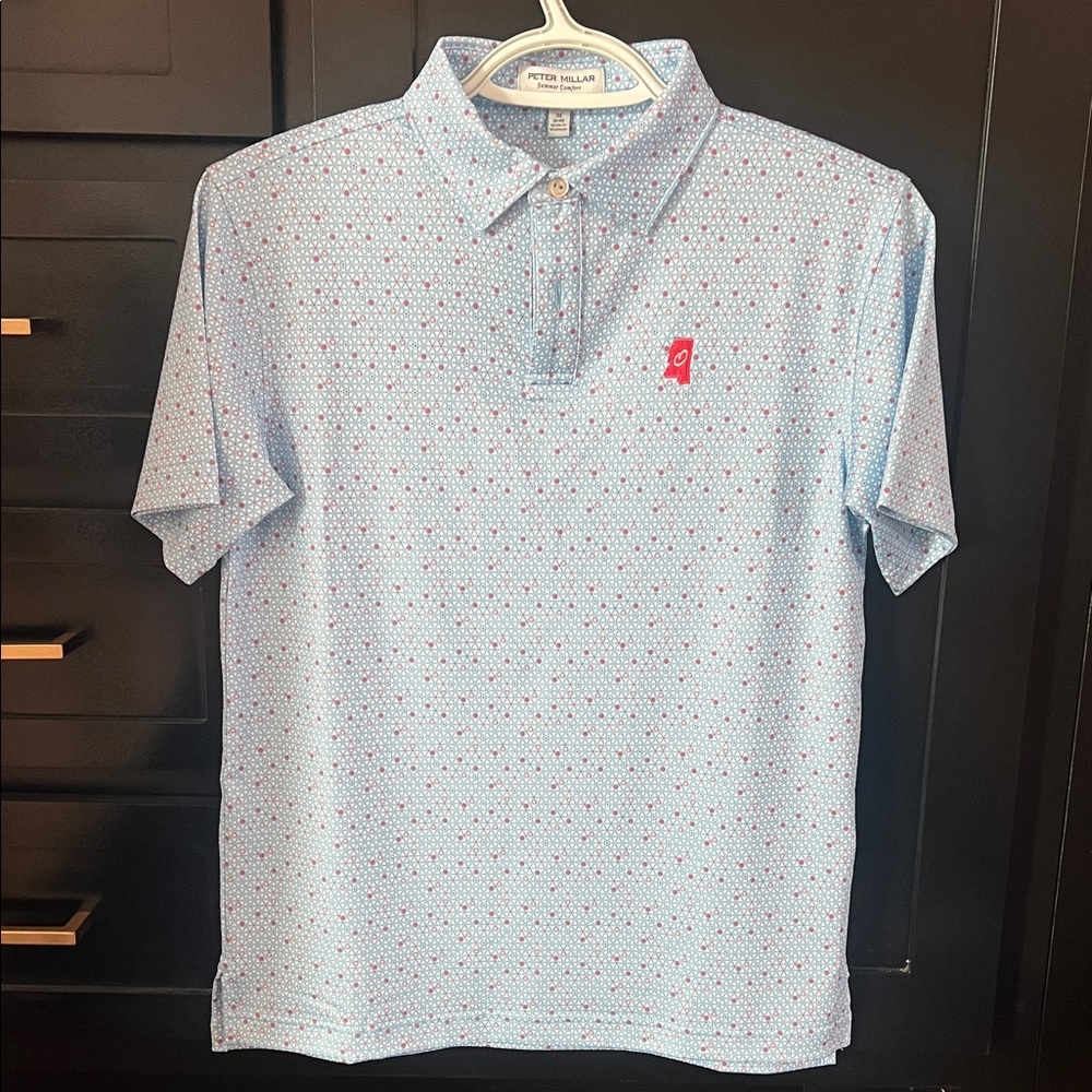 Peter Millar Summer Comfort Golf Performance Blue Polo Shirt Boys M9/10